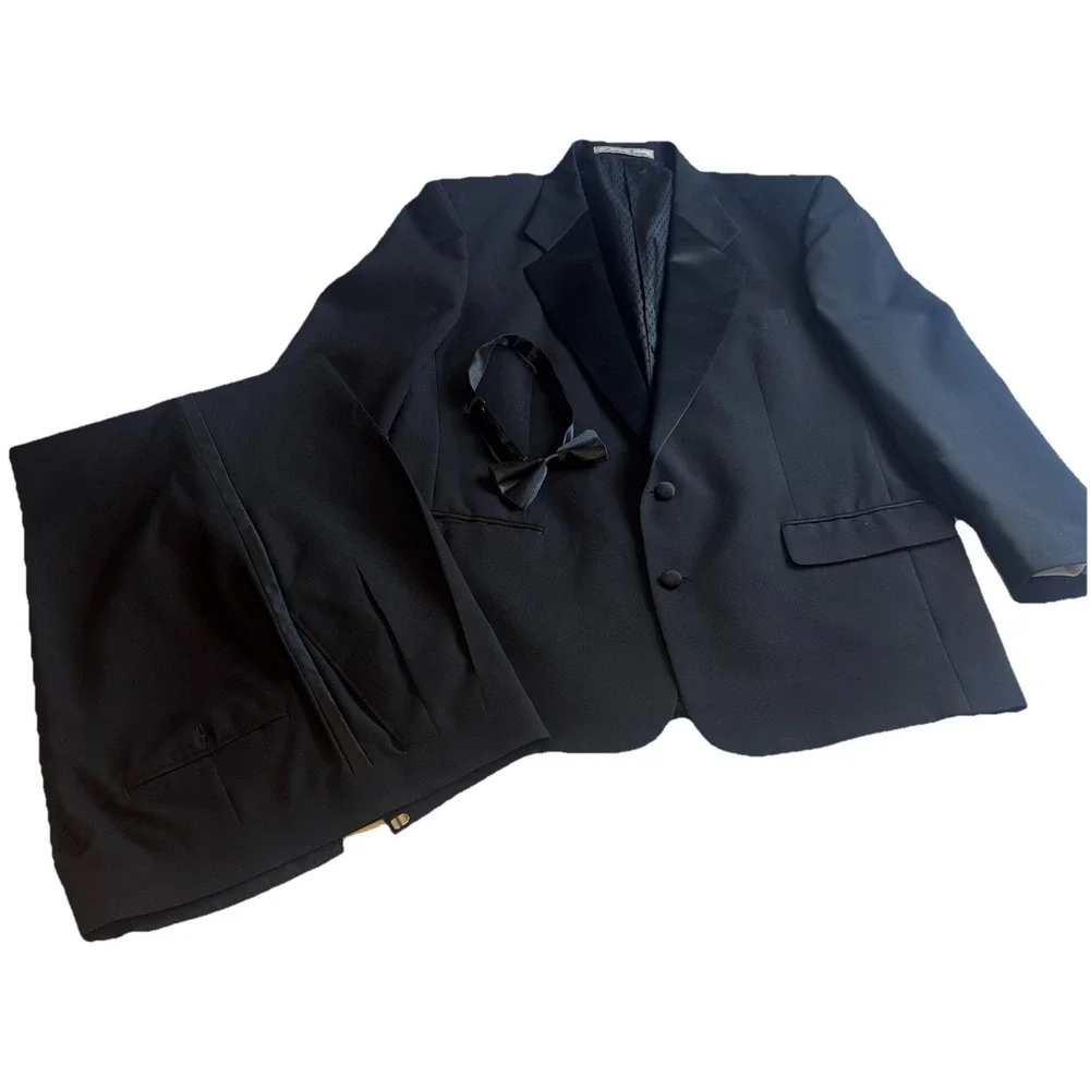Tom‎ Tailor Men's 44R/38x28 Black Tuxedo 3Pc Black Tie Wedding Prom Cruise
